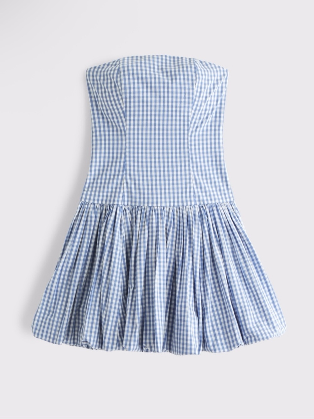 Women’s Blue Gingham Strapless Dress